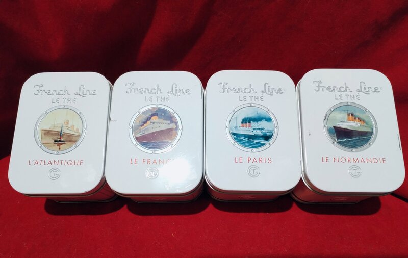 Patru cutii din tabla pentru ceai French Line